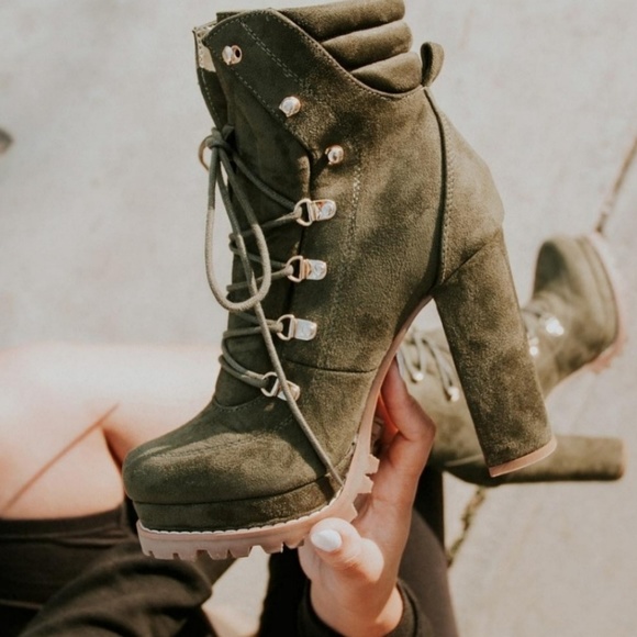 Last Size 8 🖤Suede D-Ring Lace Up Platform Bt - Picture 5 of 8